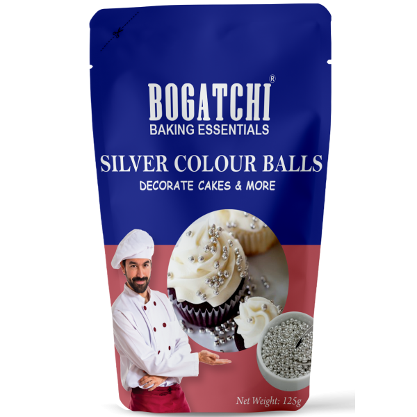 BOGATCHI Silver Color Balls for Cake Decoration